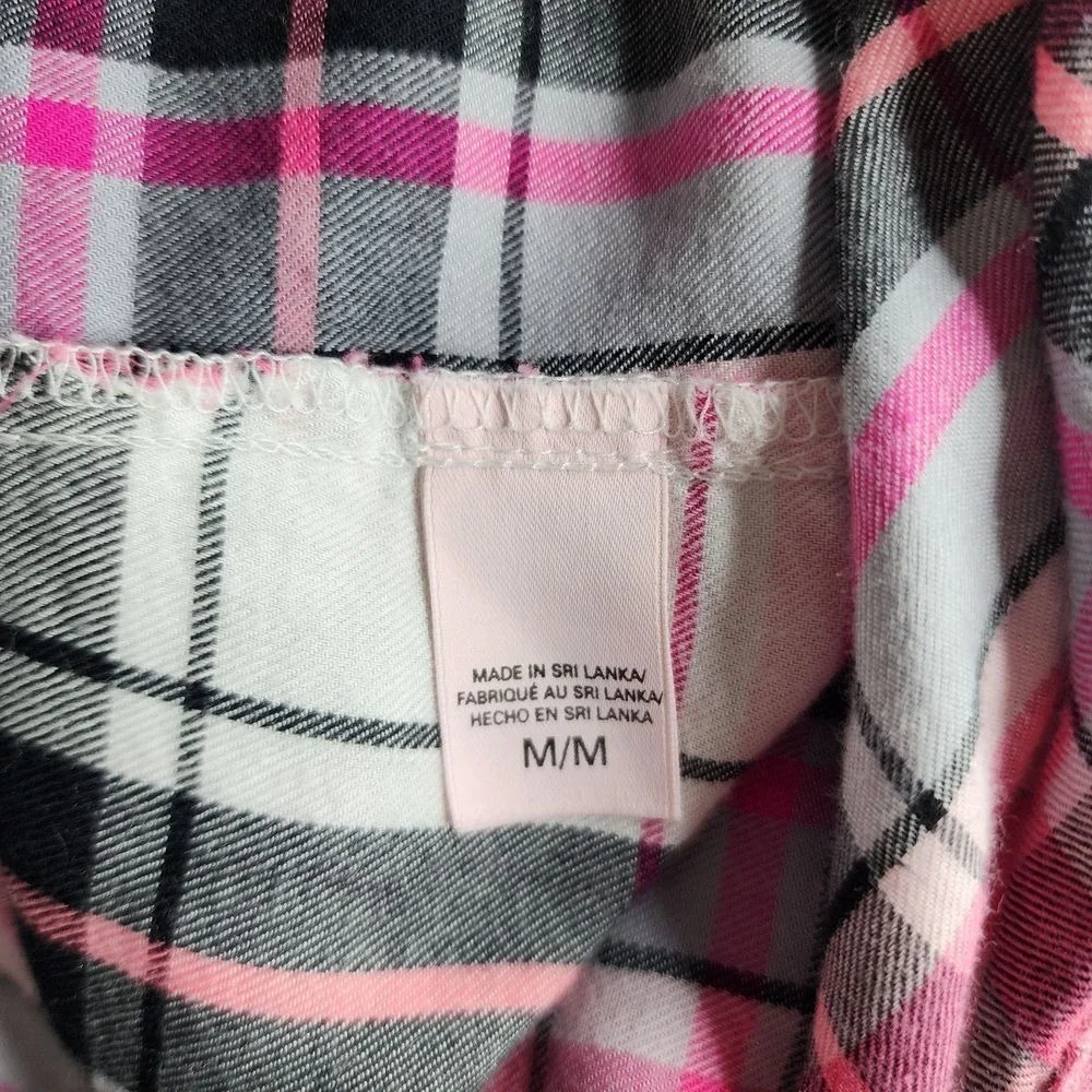 Victorias Secret‎ Pink Plaid Cotton Modal Sleep Shirt Nightgown Womens Medium